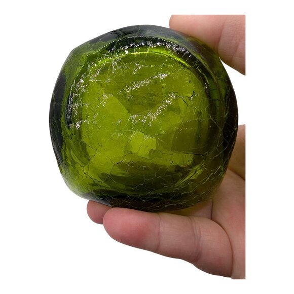 Vintage Viking Epic Crackle Concaved Vase Avacado Green 4 Sided 9 1/4 Inches - Picture 5 of 6